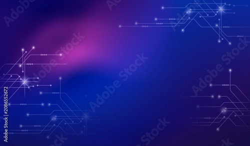 Abstract technology borders background. Point and line composition on gradient purple  background. Concept of scientific technology, innovation