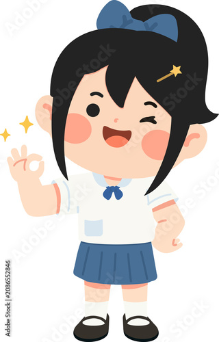 School Girl Giving OK Sign