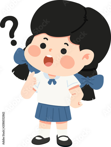 School Girl With Question Mark