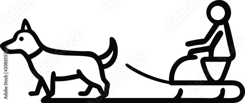Obraz na plátně Minimalist dog sledding vector icon with musher riding a winter sled