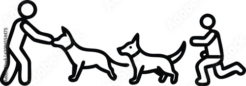 Fotografía Dog Training and Pet Care Line Icons Featuring Walking, Obedience, and Companion