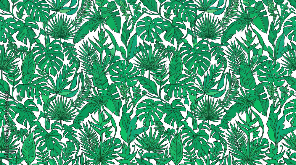 Fototapeta premium Tropical Jungle Leaves Seamless Pattern Design for Background