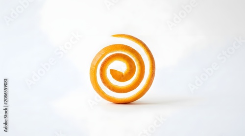 Spiral orange peel isolated on white background