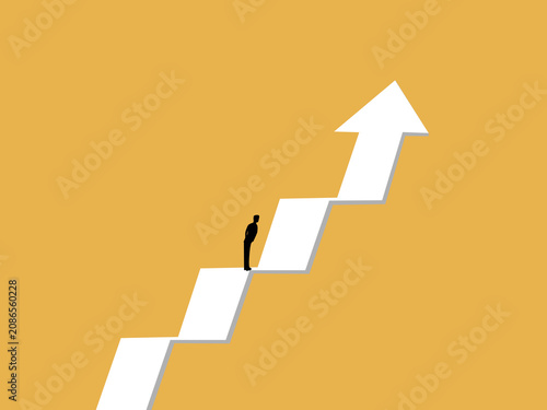 businessman on the upward arrow ladder