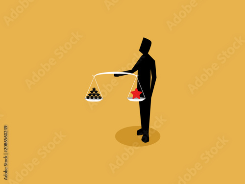 Foto Business people weigh quality and quantity