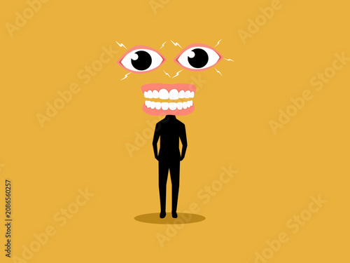 Canvas Print businessman stood smiling with wide eyes.