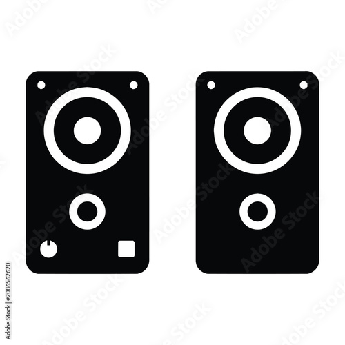 Tableau sur toile Pair of Modern Audio Speakers Icon Representing High Quality Sound Systems and M