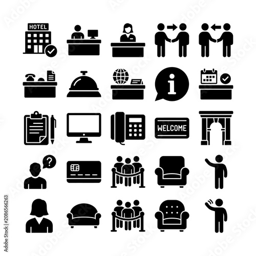 фотографія Black icons of hotel hospitality service.