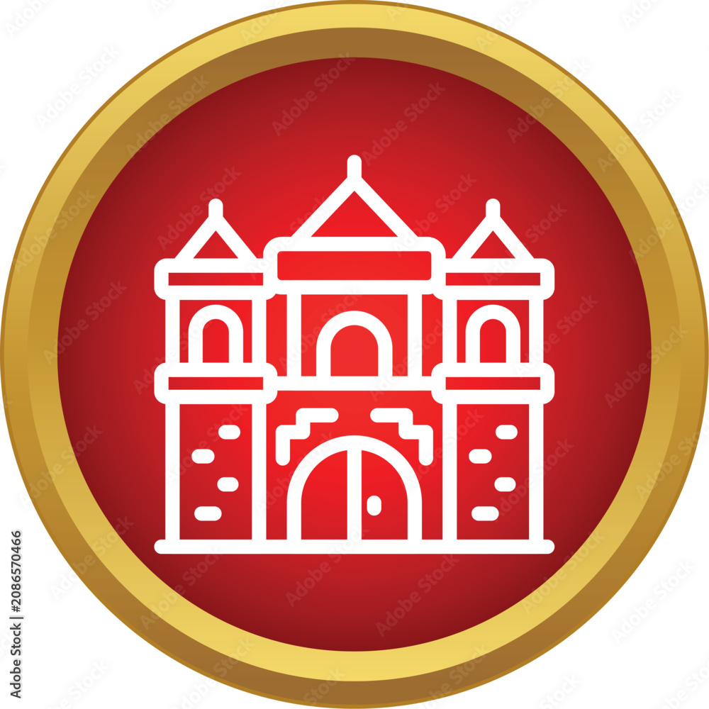 Obraz premium Detailed castle icon illustrating architecture and history