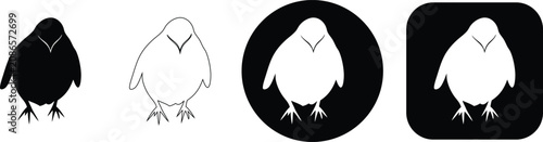 Foto Set of four penguin bird featuring solid black, thin outline, and white silhouet