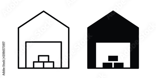 Photos Warehouse icon outline elements set