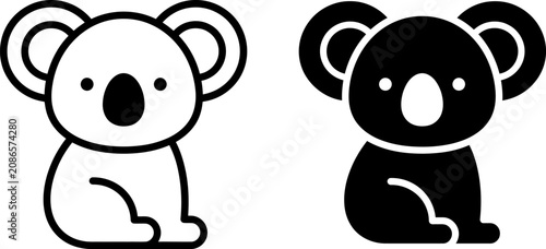 Photography Black and white koala illustrations in line art style