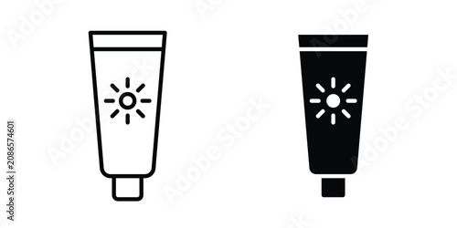 Foto Sunscreen icon outline elements set