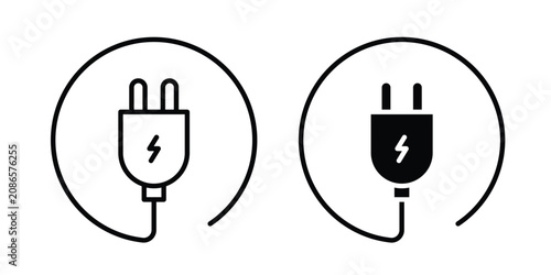 Obraz na płótnie Electric plug icon outline elements set
