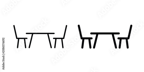 Dinner table icon outline elements set