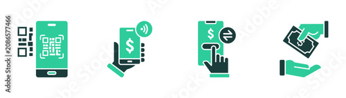 Bild auf Leinwand Fintech digital payment icon set