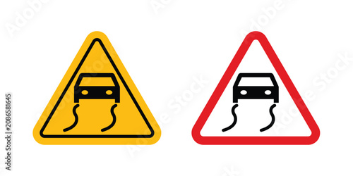Foto Slippery road sign kit for branding