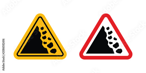 Falling rocks or debris warning road sign kit for branding
