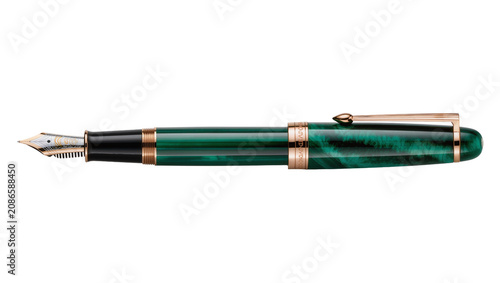 Quadro su tela Luxury green marbled fountain pen with gold accents
