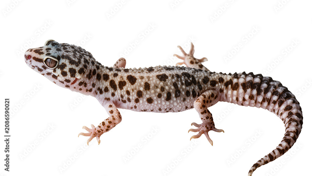 Naklejka premium Leopard gecko with spotted pattern and segmented tail