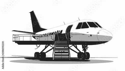 Foto Small white business jet airplane exterior.
