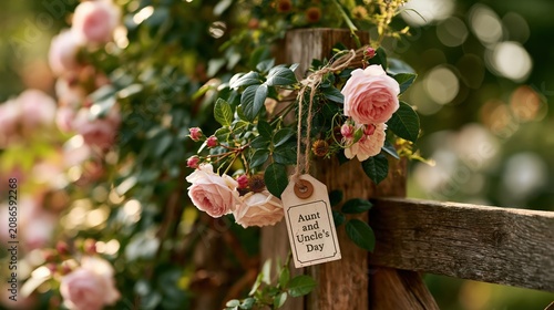 Aunt and Uncle’s Day: a metal stamped tag banner reading 