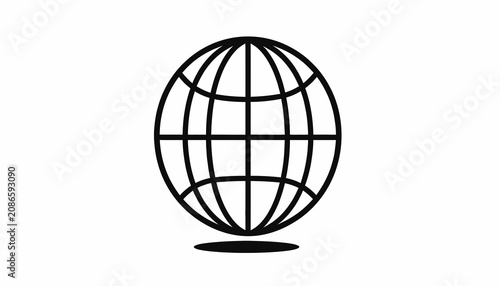 Simple Black Globe Icon Graphic.