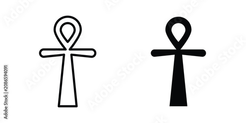 Bilde på lerret Ankh icon line art symbols collection