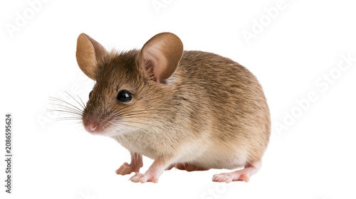 Bild auf Leinwand Small brown field mouse with large ears, isolated on transparent background