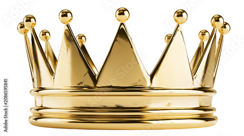 Quadro su tela Shiny golden crown with pointed peaks and spherical finials, isolated on transpa