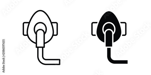 Oxygen mask icon line art symbols collection