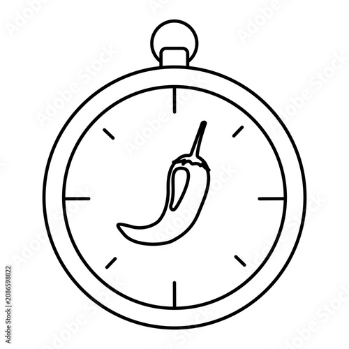 Konstfotografi Chili pepper stopwatch black vector icon features round timer