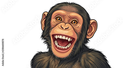 Fotografie A smiling monkey illustration depicts a happy primate with a wide grin