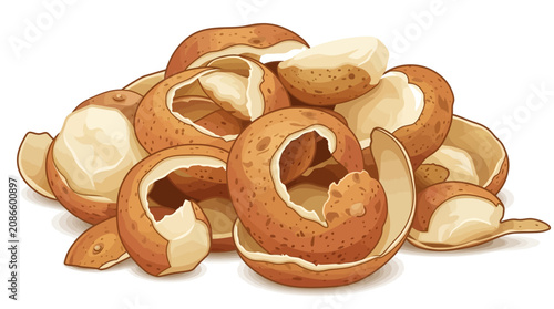 Cuadro en lienzo Vector illustration recreate image of a pile of broken peanut shells on a surfac