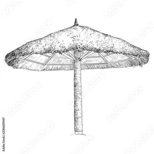 Fényképezés A beach parasol, sketch style