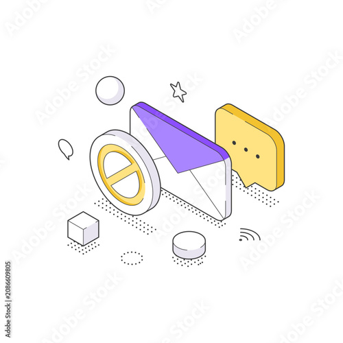 Quadro su tela Isometric vector illustration of spam email