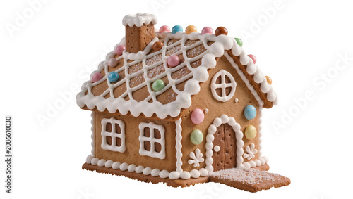 Canvastavla Gingerbread house decorated with icing and candies