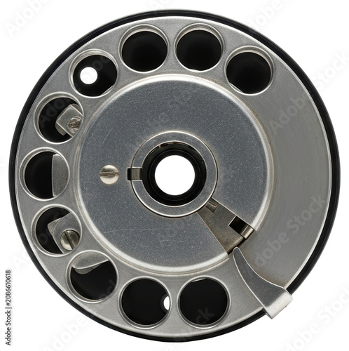 Industrial circular metal component part with transparent background