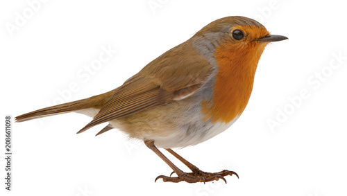 Tableau sur toile European Robin bird with orange breast and brown feathers