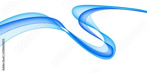 Fotografía Abstract interwoven blue flowing wave lines