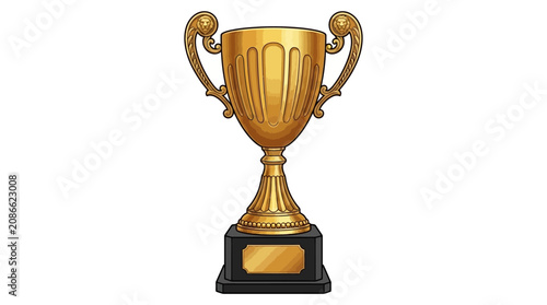 Canvastavla A shiny gold trophy cup sits on a black base indoors