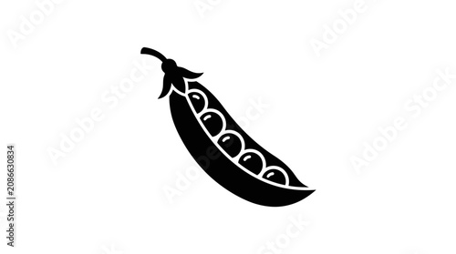 Quadro su tela Pea pod silhouette against a white background simple botanical illustration