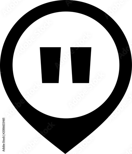 Fotografie Quotation mark map pin icon quote speech cite text writing punctuation reference