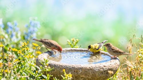 Decorative ceramic bird bath ornament for outdoor gardens