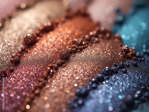 Metallic Eyeshadow Texture Close Up. Luxury Makeup Shimmer. Beauty Cosmetic Detail.