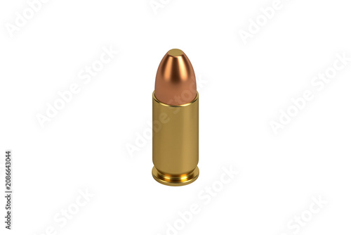 Polished Brass Bullet with Gold Finish Rendered in Isometric View