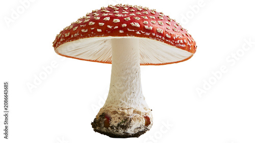 Canvastavla Red and white spotted Amanita muscaria mushroom, isolated on transparent backgro