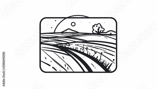 Foto Tractor Tire Tracks in Field Landscape.