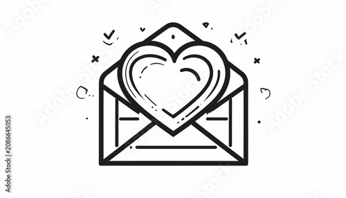 Quadro su tela Heart shaped letter in envelope.