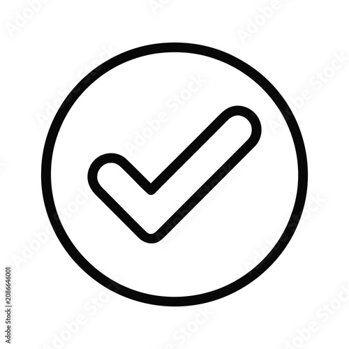Simple Outline Handdrawn Circle Checkmark Sign Shape Icon for Approval
